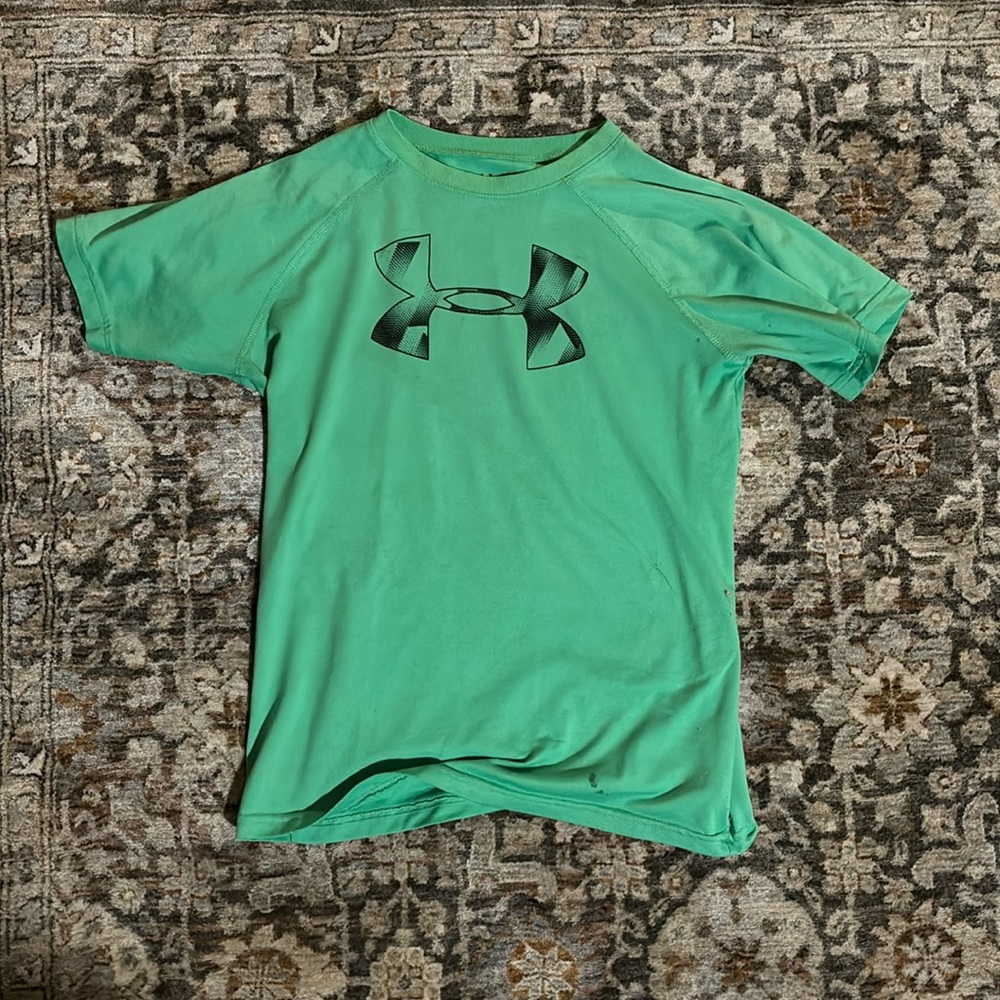 Neon Green Boys Under Armor Athletic Shirt, Youth Medium